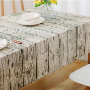Farmhouse Rectangle Tablecloth Wood Look Table Cloth 55"x98" NEW